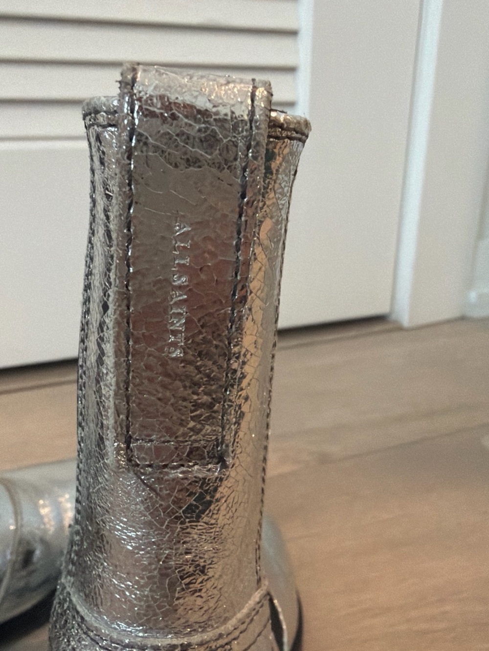 Allsaints Metallic Silver Chelsea Western Ankle Boots - Women's - Picture 6 of 6